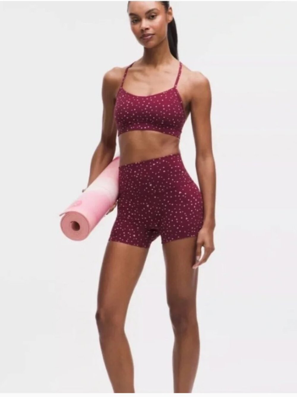 Lululemon Align No Line HR Short 4" Heart Scatter Dot Burgundy Bay Candy Cloud
